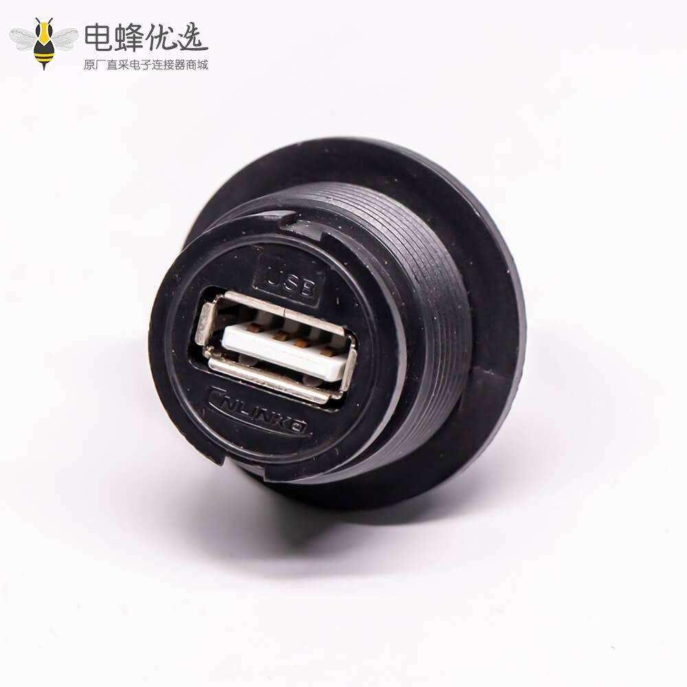 防水USB2.0 Type A母转母直式前锁转接头IP67