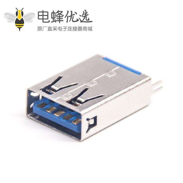usb母座3.0不带卷边13.5mmLCP蓝胶1U