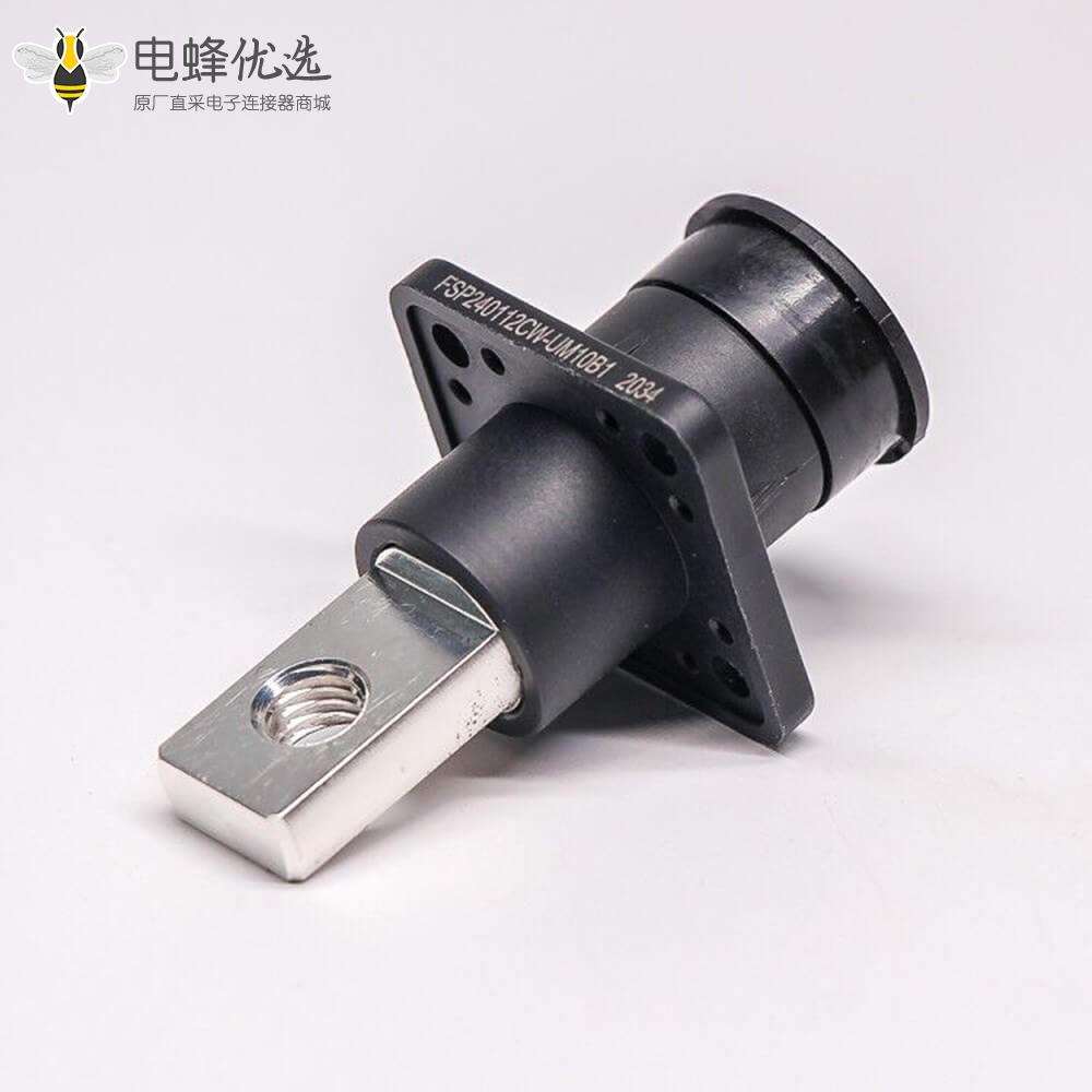 单芯防水连接器弯式插头对接插座12mm黑色大电流储能350A