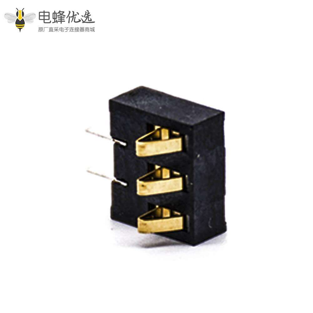 电池座子插件有柱3芯PH3.0弹片式镀金接PCB板