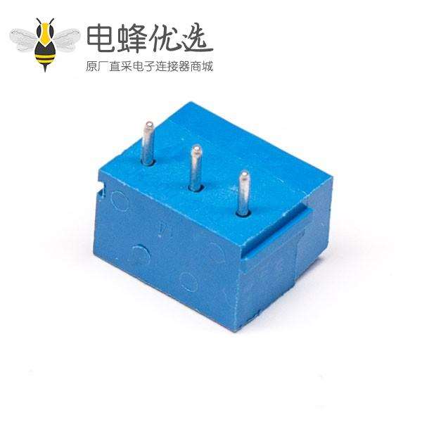 蓝色大电流接线端子螺钉PCB板弯插穿孔式3芯