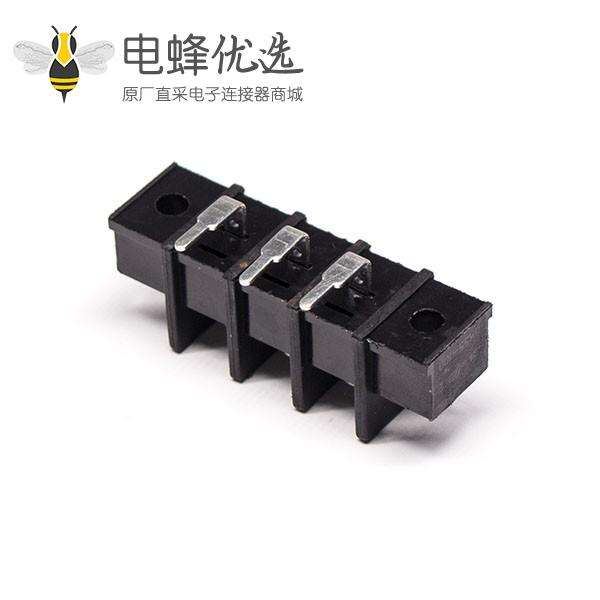 栅栏式系列接线端子黑色3芯弯式带法兰穿孔式