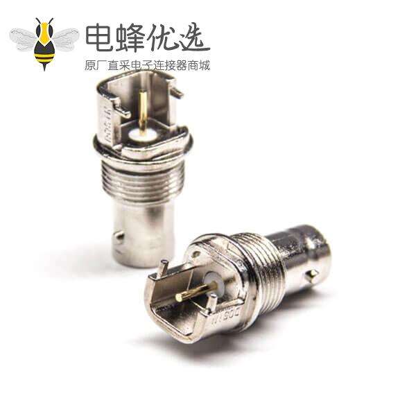 BNC面板安装连接器弯式90度SMT+插孔接PCB板