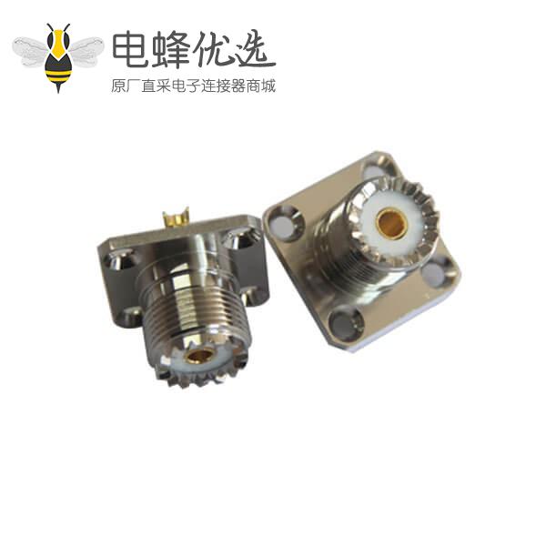 rf射频同轴连接器法兰盘4孔方形座uhf母头