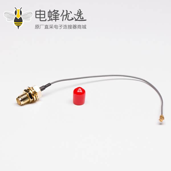 SMA线材（直式前锁穿墙防尘母头11.4牙）接灰色同轴线缆RF1.13 接IPEXⅠ