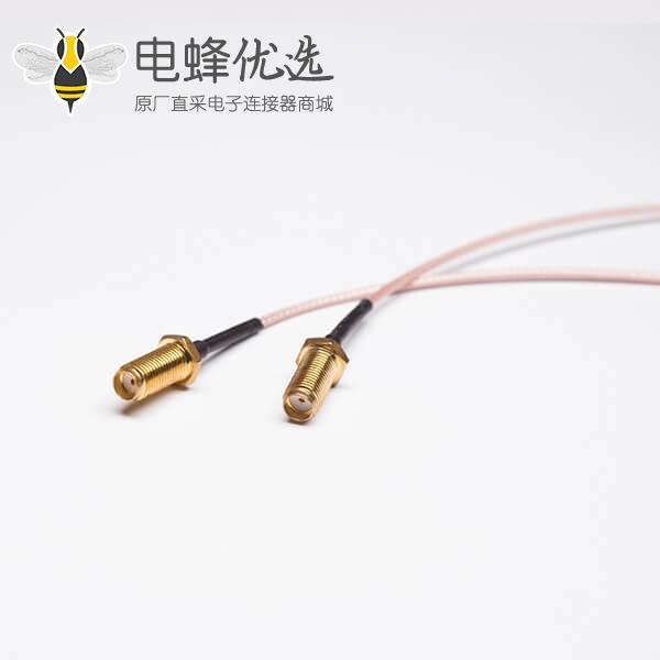 SMA射频线材接棕色RG316同轴线焊直角SMA母座11牙（穿墙式）+TD