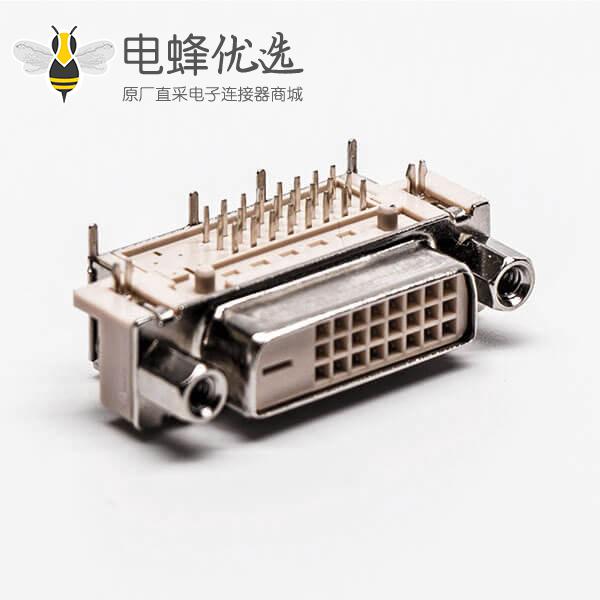 dvi弯座24+1d型连接器母头带螺母带鱼叉接PCB板