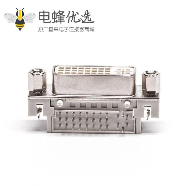 dvi螺母母头24+5弯式带螺母插板带鱼叉接pcb板