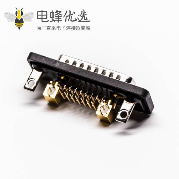 d-sub防水连接器17w2公头弯式车针同轴连接器接PCB板