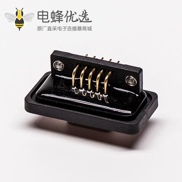 db9防水插座弯式黑色胶芯车针插孔接pcb板