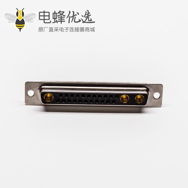 大电流连接器 D-SUB 25W3直式插孔光孔铆合母座接PCB