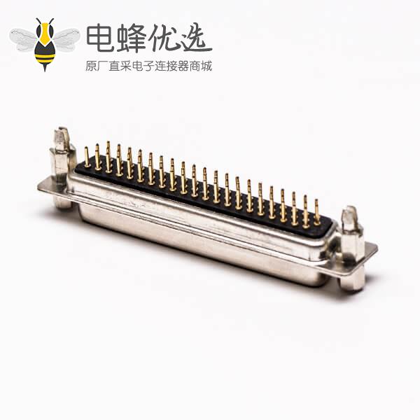 db62连接器公头直式铆锁黑色胶芯穿孔接板高密度