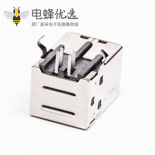 usb type b母座封装弯式DIP插PCB板