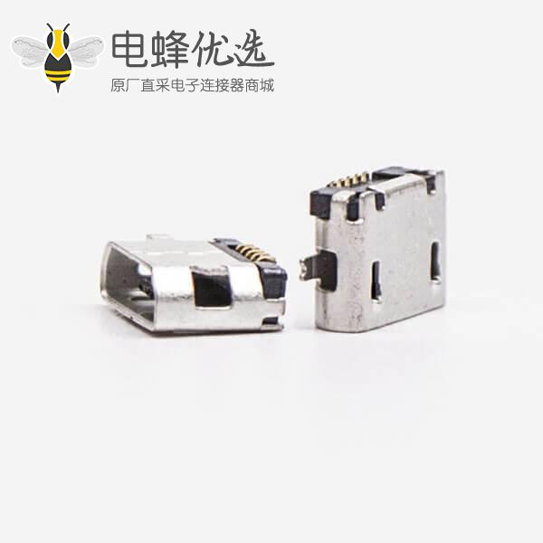 micro usb 接口B型母头SMT全贴板5针平口连接器
