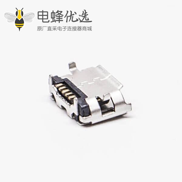 micro USB B型接口5p SMT B型直式牛角型连接器6.40-4.85