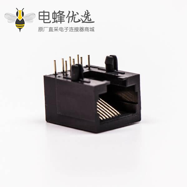 rj45全塑网口黑色单口母座弯角不带屏蔽PCB板端