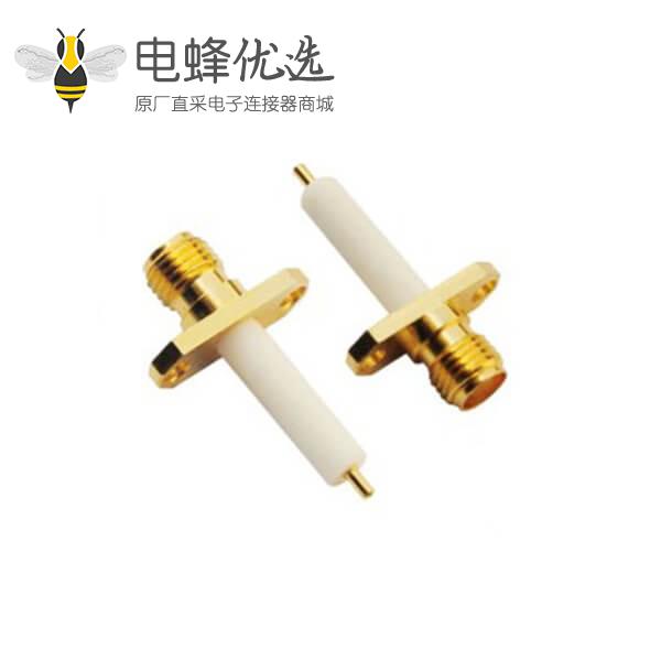 sma系列射频同轴连接器 2孔法兰直式母头面板安装