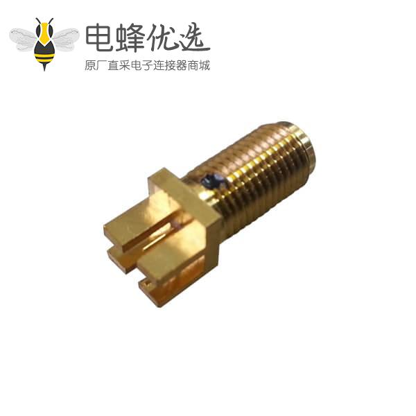 PCB连接器SMA母头卡板直式前穿墙接2mm电路板树脂灌胶