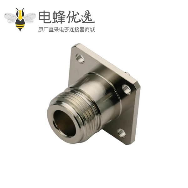 电视高清接头母头n型射频同轴连接器4孔法兰盘