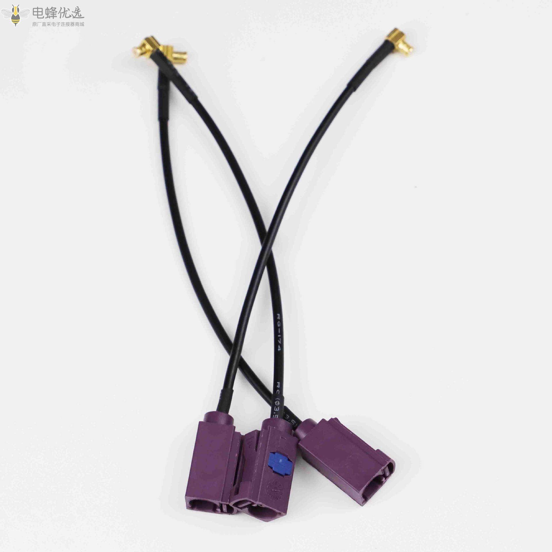 同轴射频转接线FAKRA_C型蓝色母GPS天线延长线