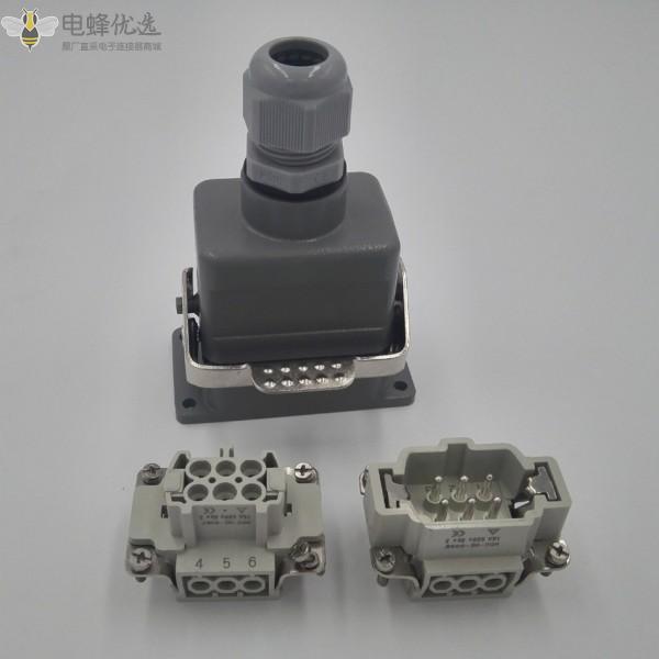 重载连接器6芯矩形防水连接器航空插头