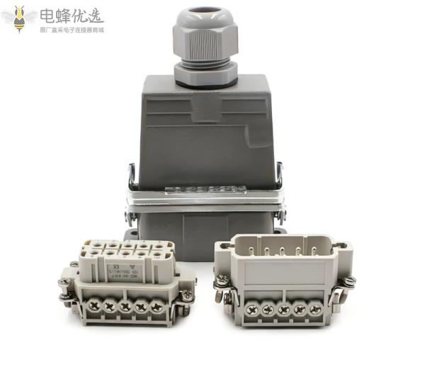 厂家直销10芯10A高频重载连接器矩形航空插头插座顶部或侧面出线