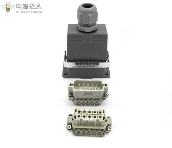 厂家直销10芯10A高频重载连接器矩形航空插头插座顶部或侧面出线