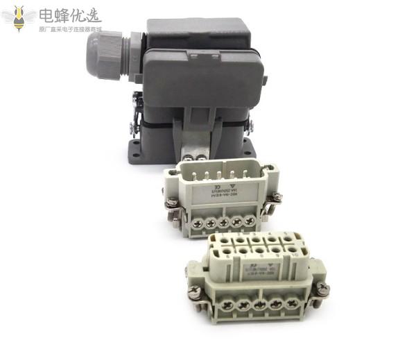 厂家直销10芯10A高频重载连接器矩形航空插头插座顶部或侧面出线