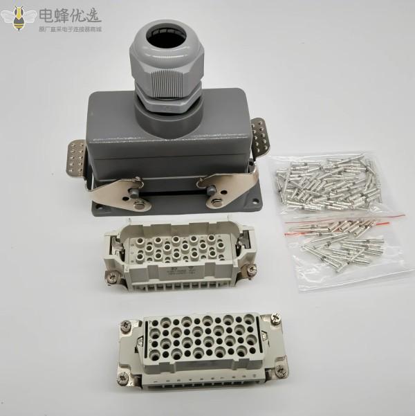 40芯矩形重载连接器航空插头插座HDC冷压型防水连接器