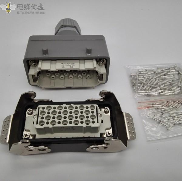 40芯矩形重载连接器航空插头插座HDC冷压型防水连接器