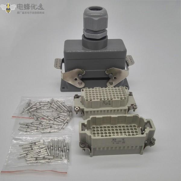 HDD24/42/72/108/144/216芯重载连接器双出口双扣HDC250V航空插头插座