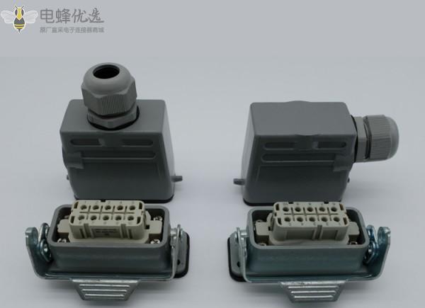 HA重载连接器10芯单扣顶出侧出工业防水16A插头插座热流道插件