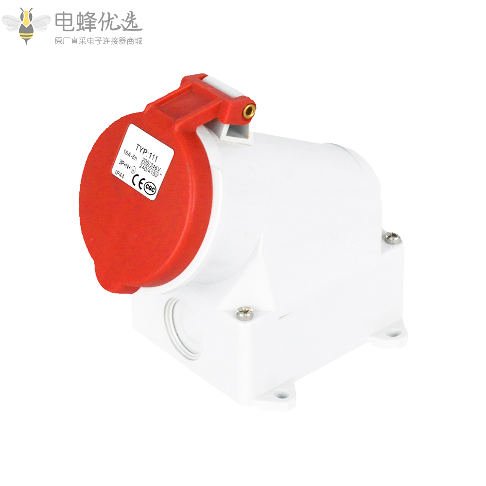 IP44进口材料TYP111工业连接器5芯16A400V明装进口防水插座3P+E+N