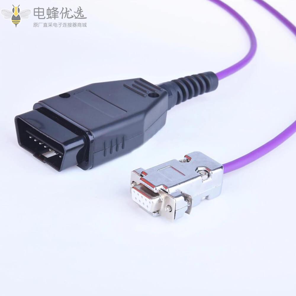 OBD2转DB9母用于各种诊断和测试工具接1米线束工厂直供