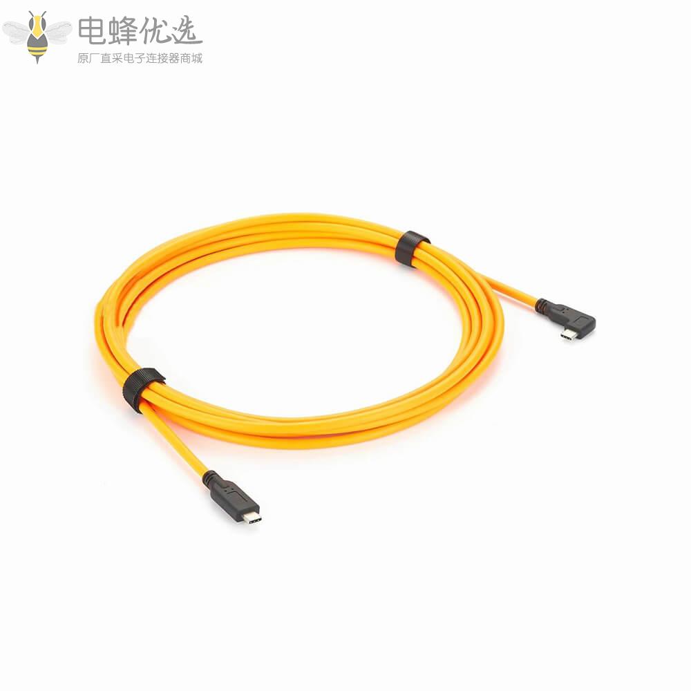 USB_Type-C公头转USB3.0Type_C公头弯式相机以太网接5m线材