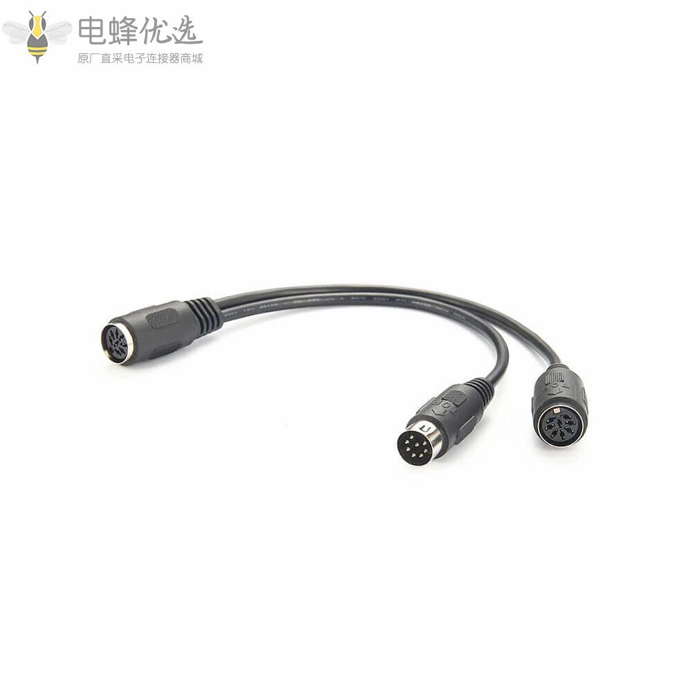 Powerlink分体式适配器电缆Din8母头转Din8母头和公头1M
