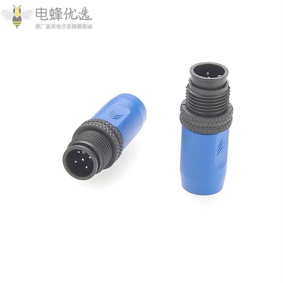 NMEA2000船舶连接器塑胶NMEA2000插头连接器M12公头5芯