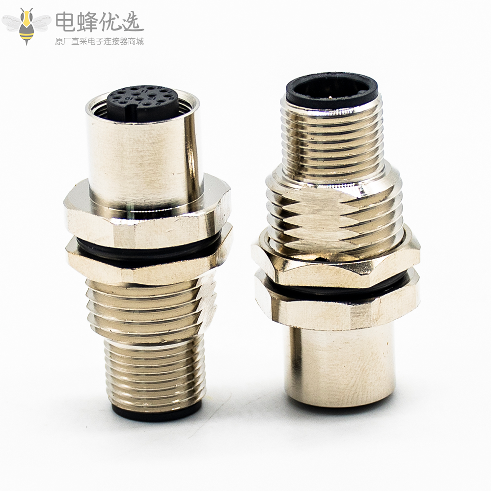 M12转接器I型转接头A编码345812芯公头转母头连接器插头防水