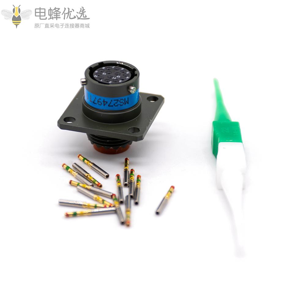 D38999连接器卡口式插头13芯孔式N键位10号壳体方形法兰插座