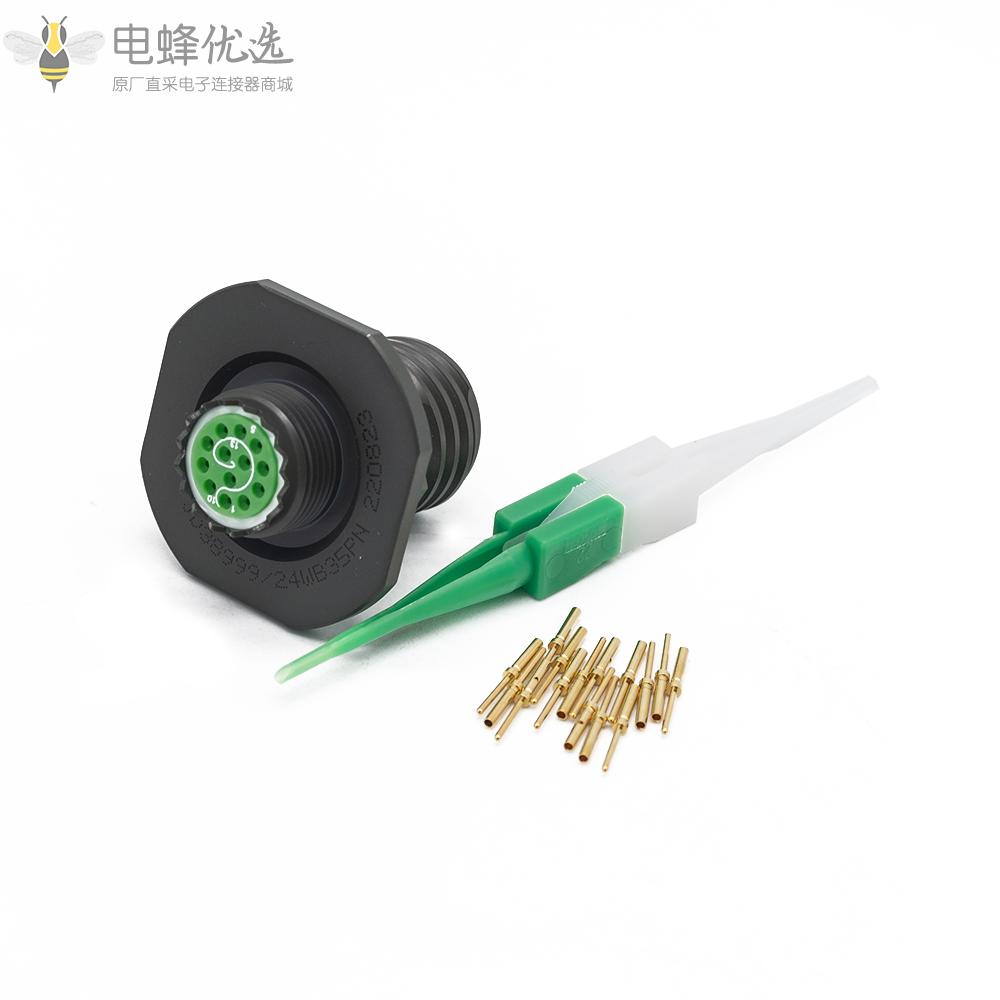 D38999连接器11号壳体N键位13芯螺母安装带针公插头