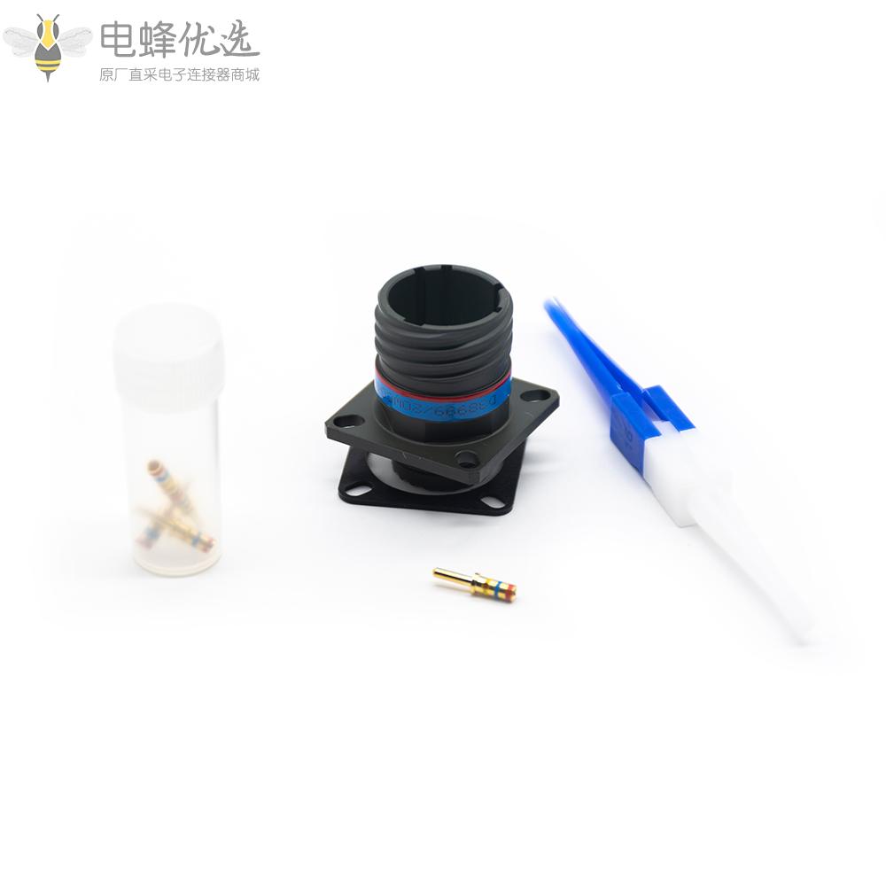 D38999连接器方形法兰4芯N键位13号壳体带针公座