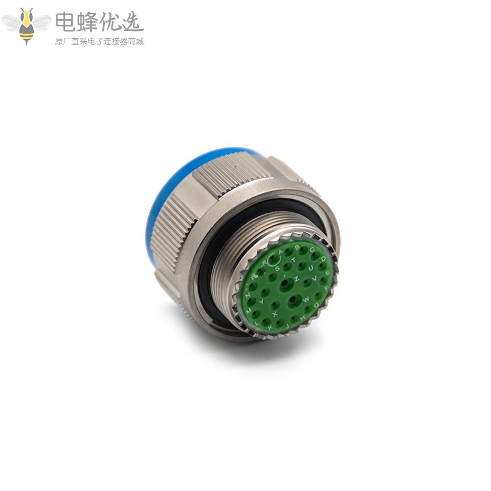 D38999连接器23芯带孔母插头(银色)镀镍外壳17号壳体