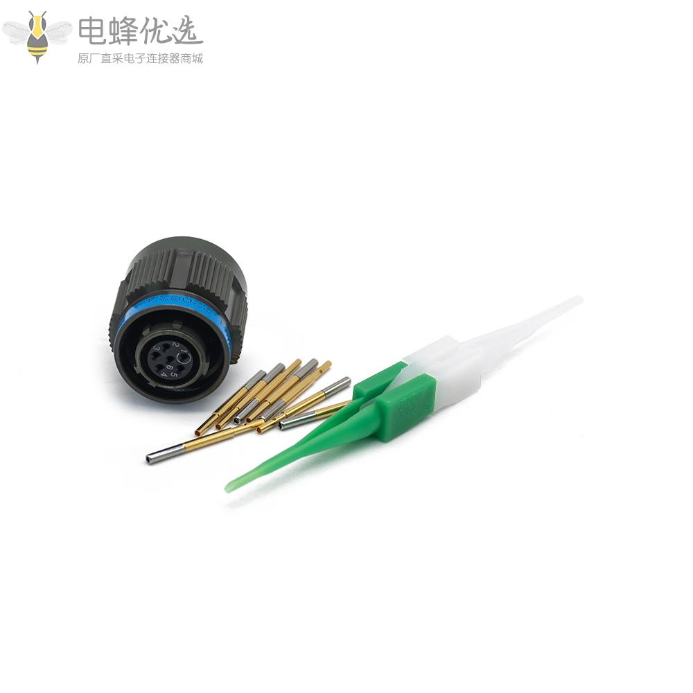 D38999连接器6芯9号壳体屏蔽带孔插头N键位