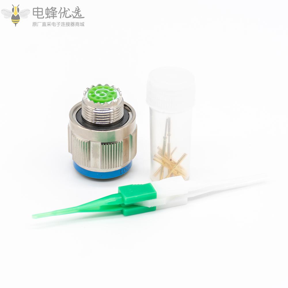 D38999连接器11号壳体13芯带孔镀镍母插头N键位