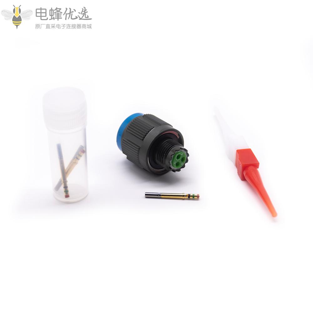 D38999连接器9号壳体3芯带孔母插头N键位