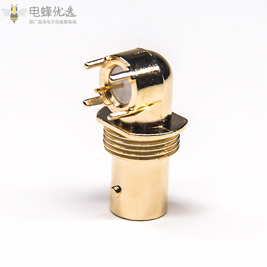 bnc插板接PCB板连接器弯式镀金母头穿墙面板安装