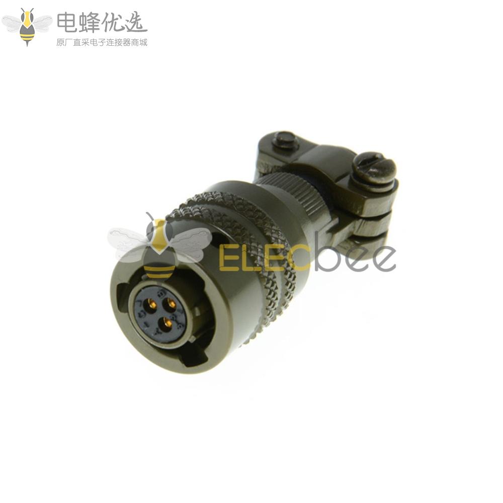 26482卡口式连接器3芯孔式直母插头线缆安装8号壳体