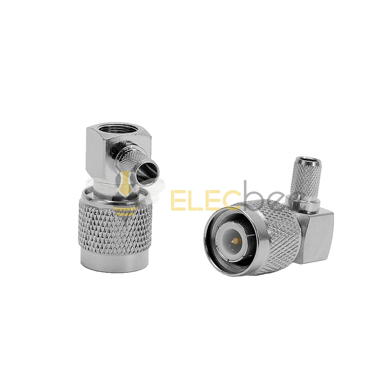 射频同轴连接器TNC-JW-3 TNC弯公头压接RG58 LMR195 50-3线连接头