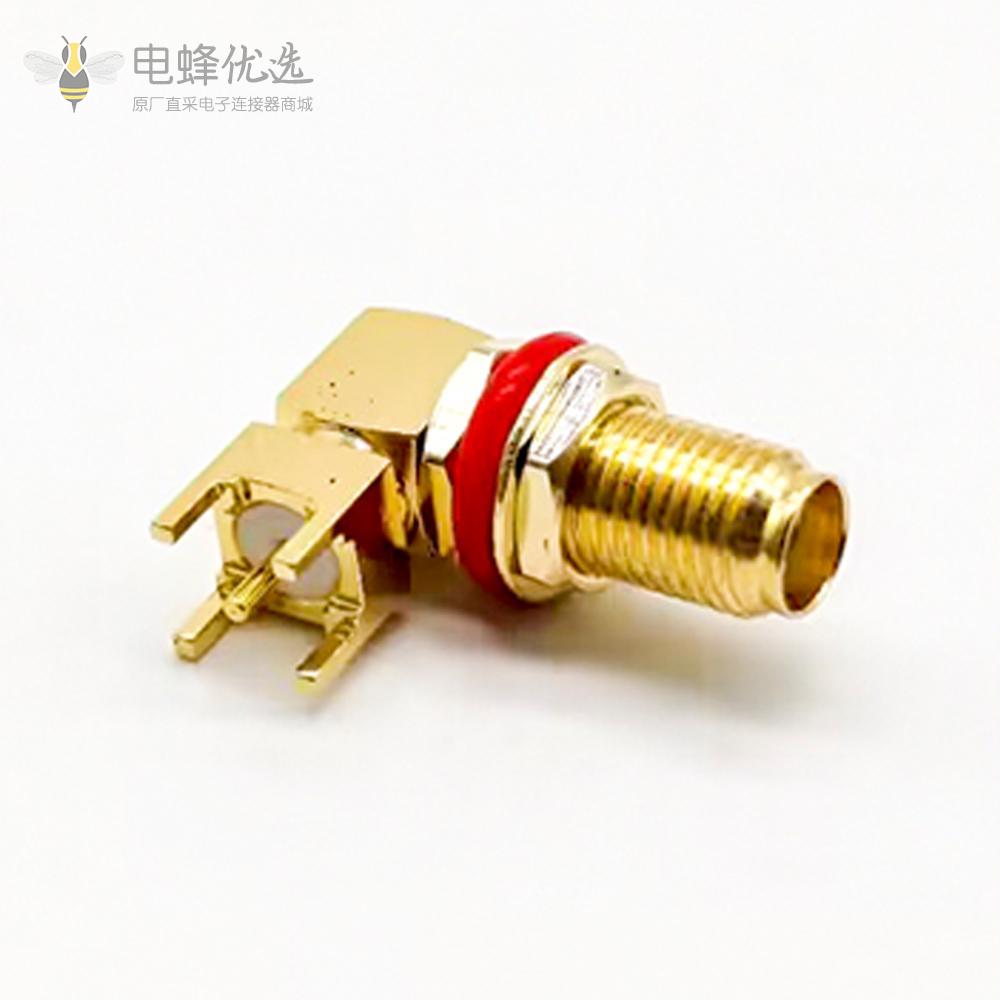 SMA连接器防水母头PCB安装弯插前锁穿墙