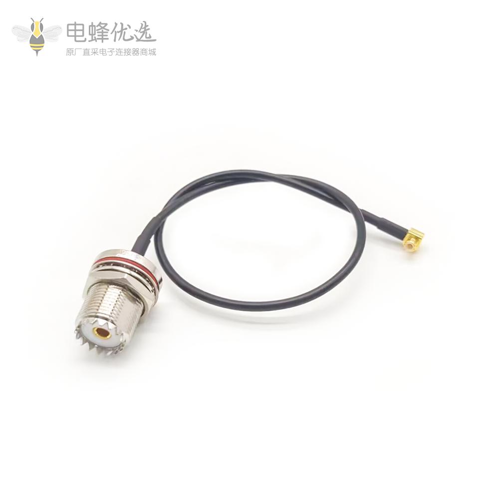 射频线UHF母头180度转MCX公头90度RF线材接RG174